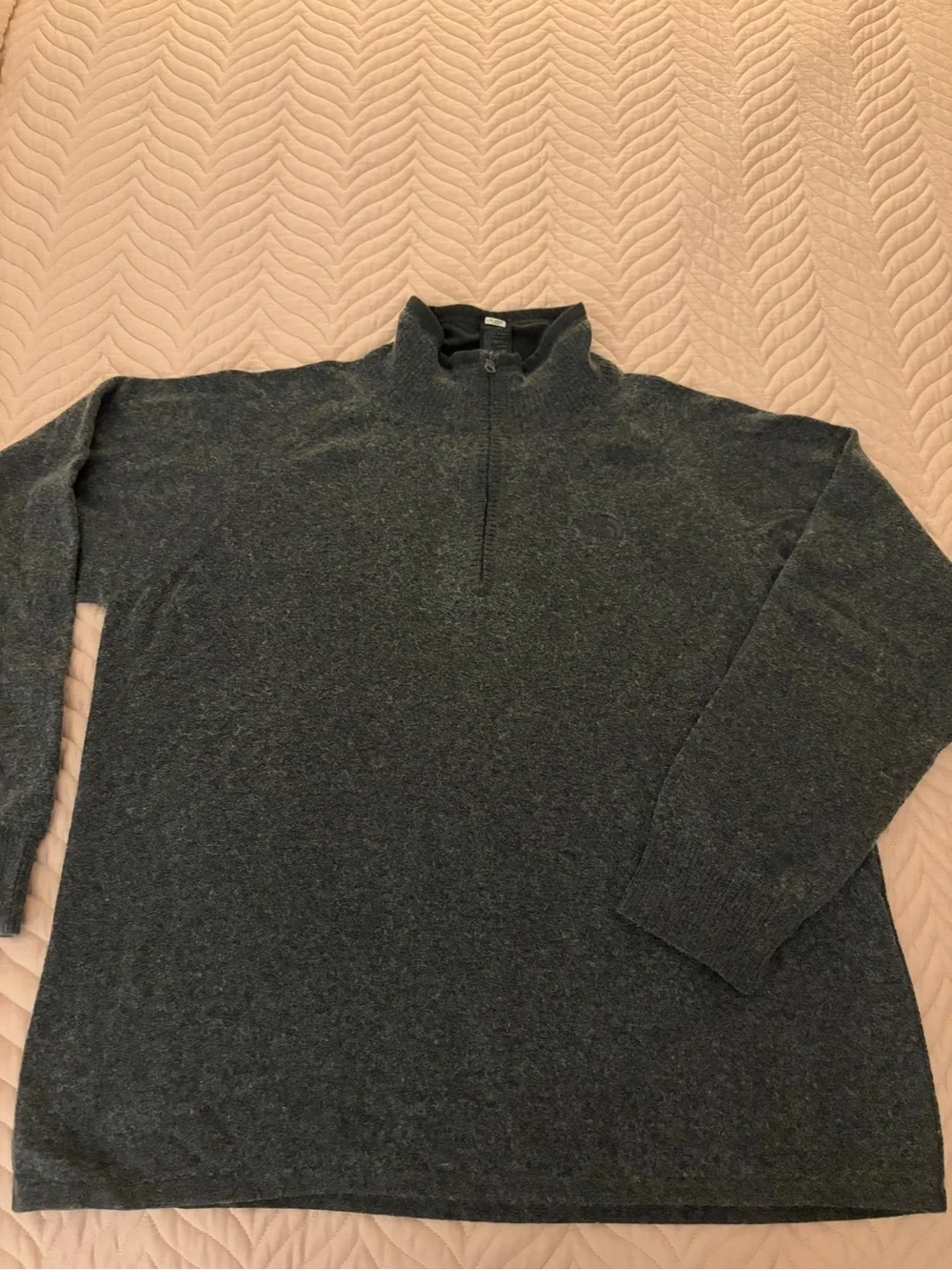 The North Face Men’s XL/TG Quarter Zip Sweater Gray Cotton Wool Blend Pullover